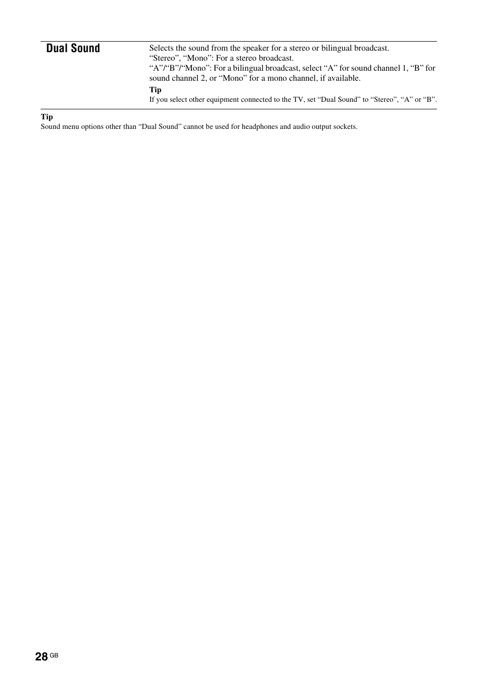 Dual sound | Sony KDL-40X2000 User Manual | Page 28 / 160