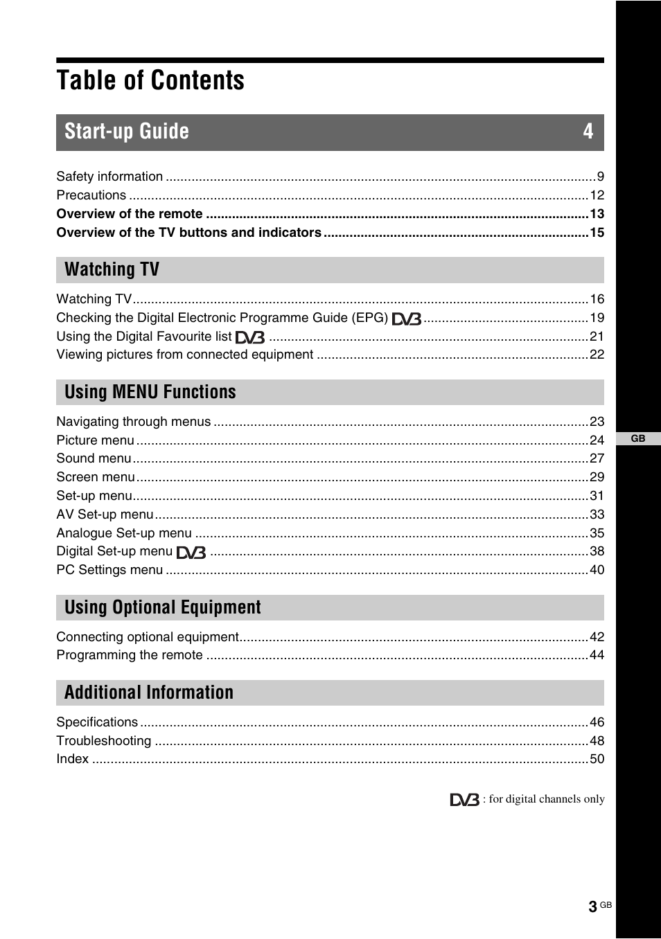 Sony KDL-40X2000 User Manual | Page 3 / 160