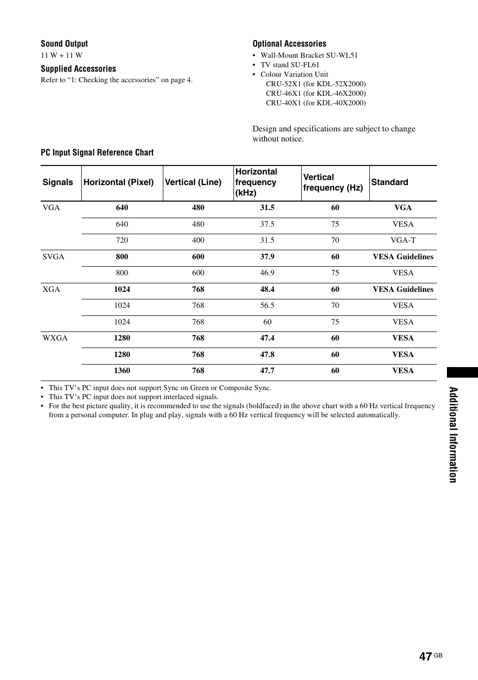 Sony KDL-40X2000 User Manual | Page 47 / 160