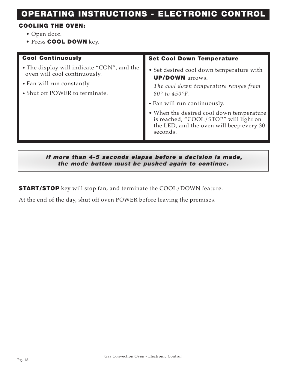 Operating instructions - electronic control | Alto-Shaam Platinum Series ASC-4G User Manual | Page 19 / 32