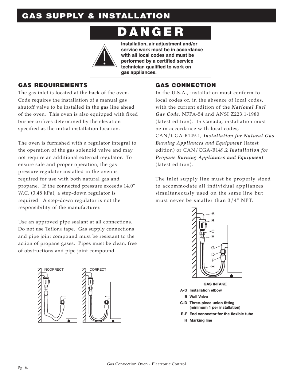 Gas supply & installation | Alto-Shaam Platinum Series ASC-4G User Manual | Page 7 / 32