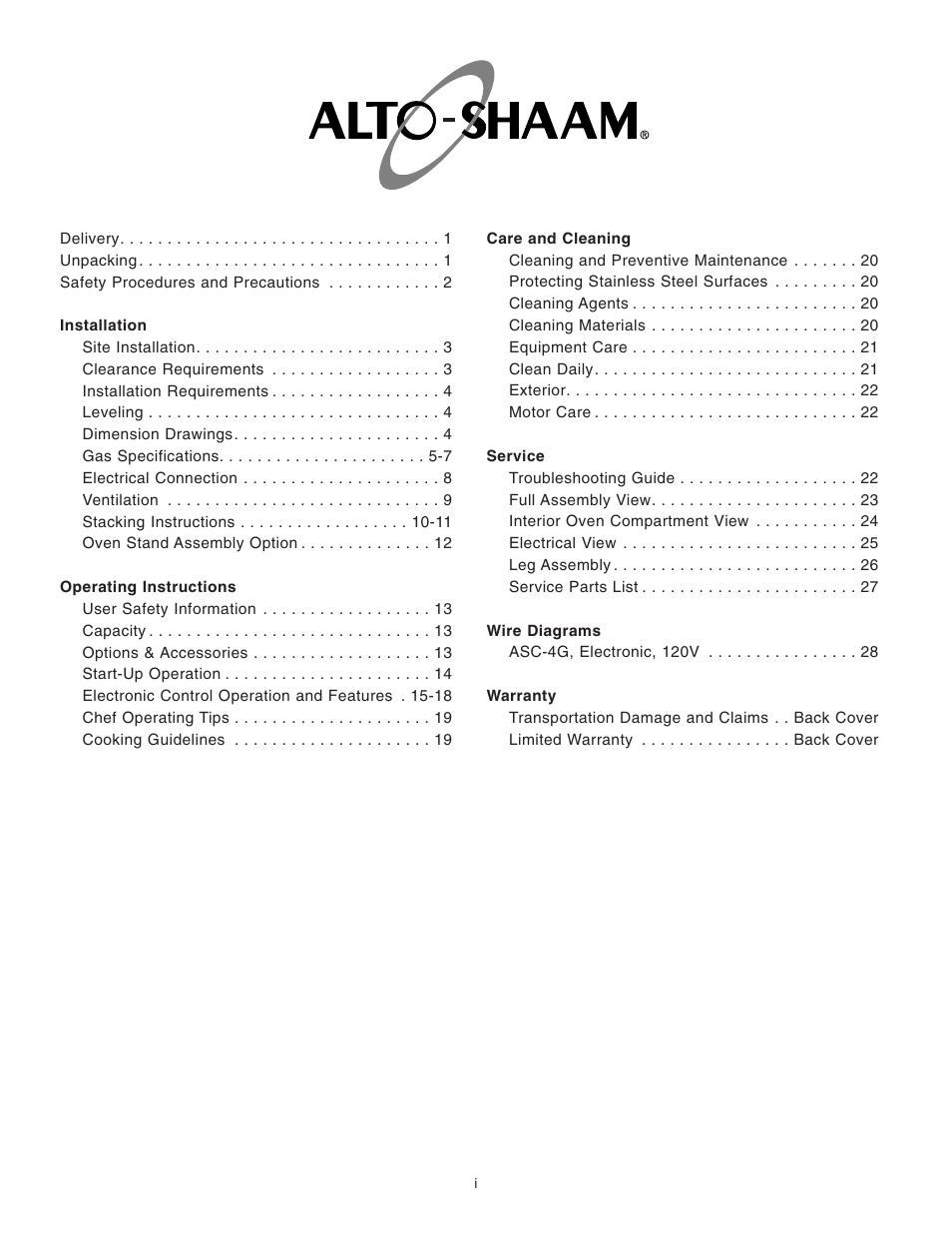 Alto-Shaam ASC-4G User Manual | Page 2 / 31