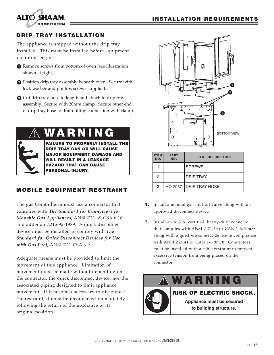 Risk of electric shock | Alto-Shaam 12.18ESG User Manual | Page 17 / 32