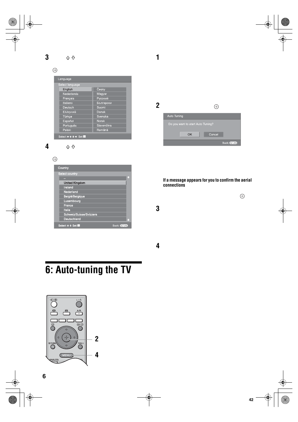 Auto-tuning the tv | Sony KDL-40S2510 User Manual | Page 6 / 131