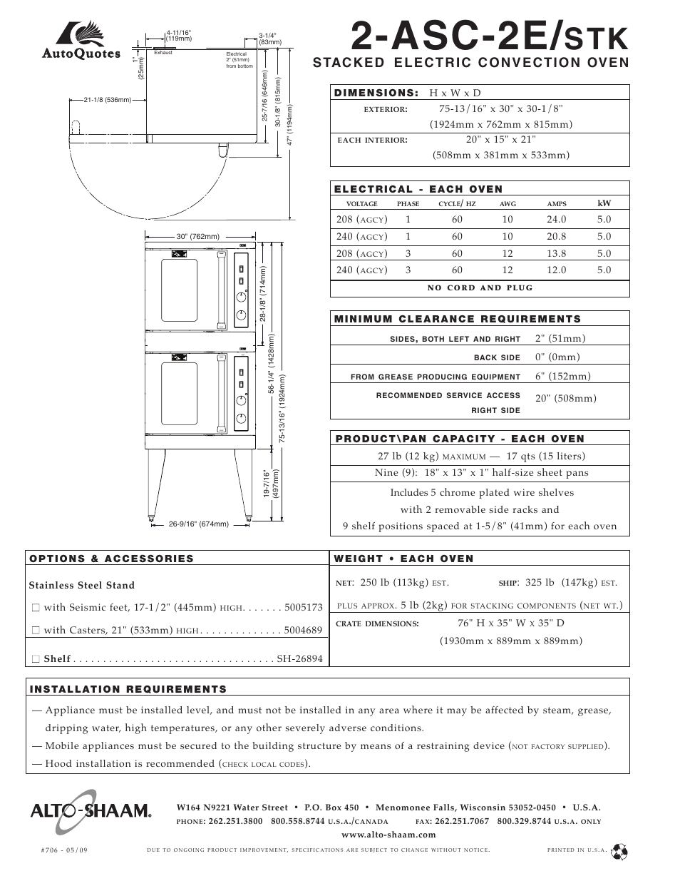 Asc-2e | Alto-Shaam 2-ASC-2E/STK User Manual | Page 2 / 2