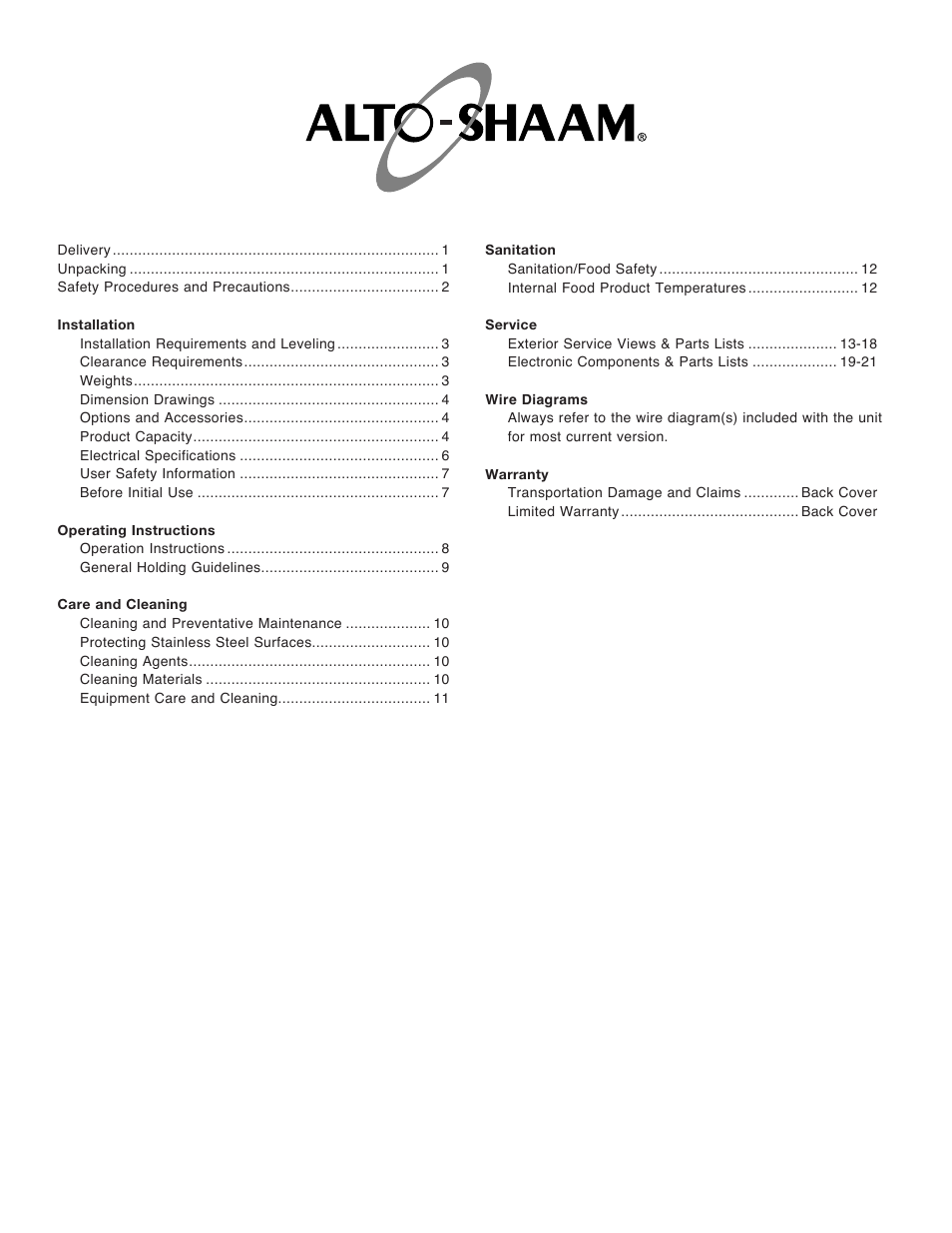 Alto-Shaam HSM-48/5S User Manual | Page 2 / 28