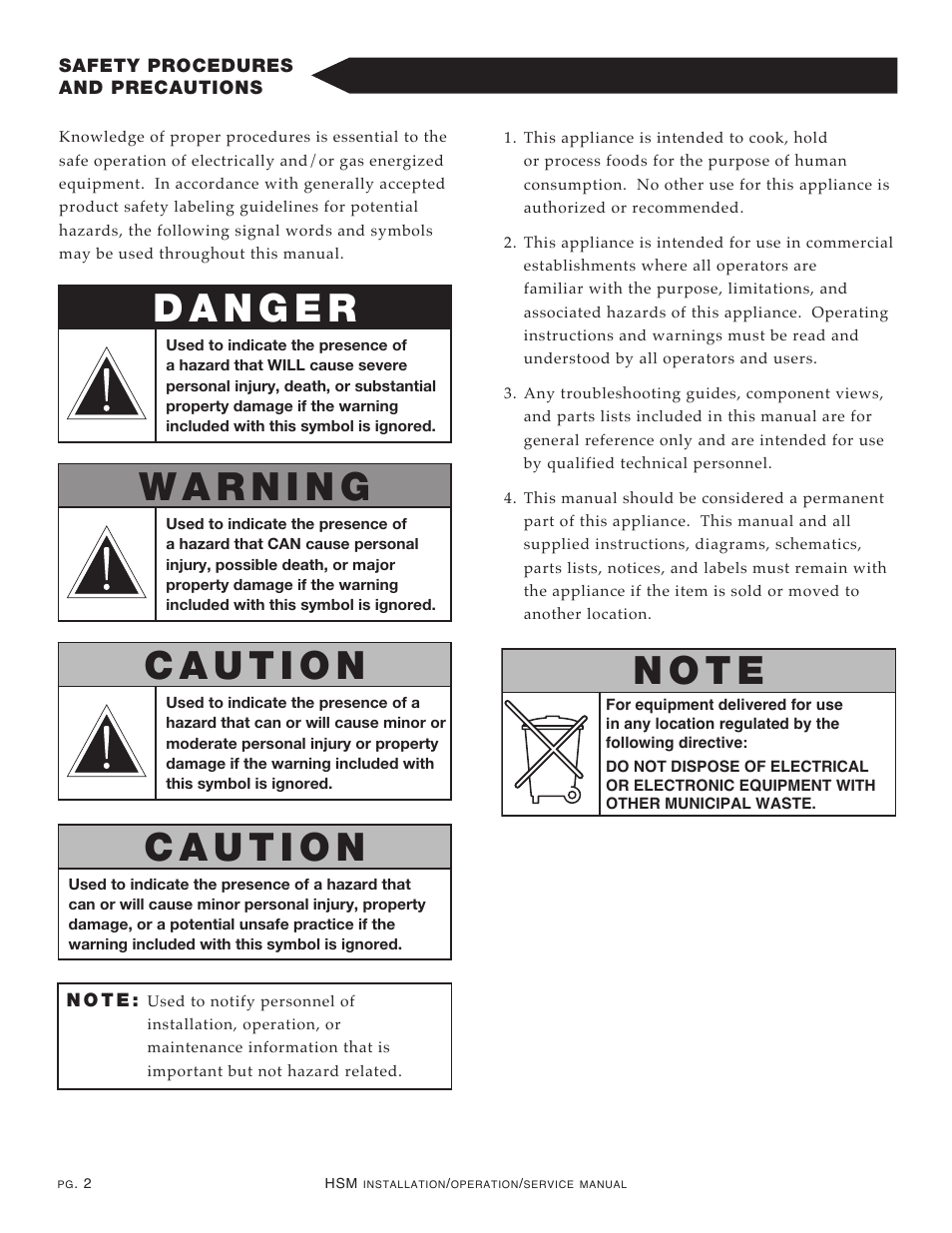 N o t e | Alto-Shaam HSM-48/5S User Manual | Page 4 / 28