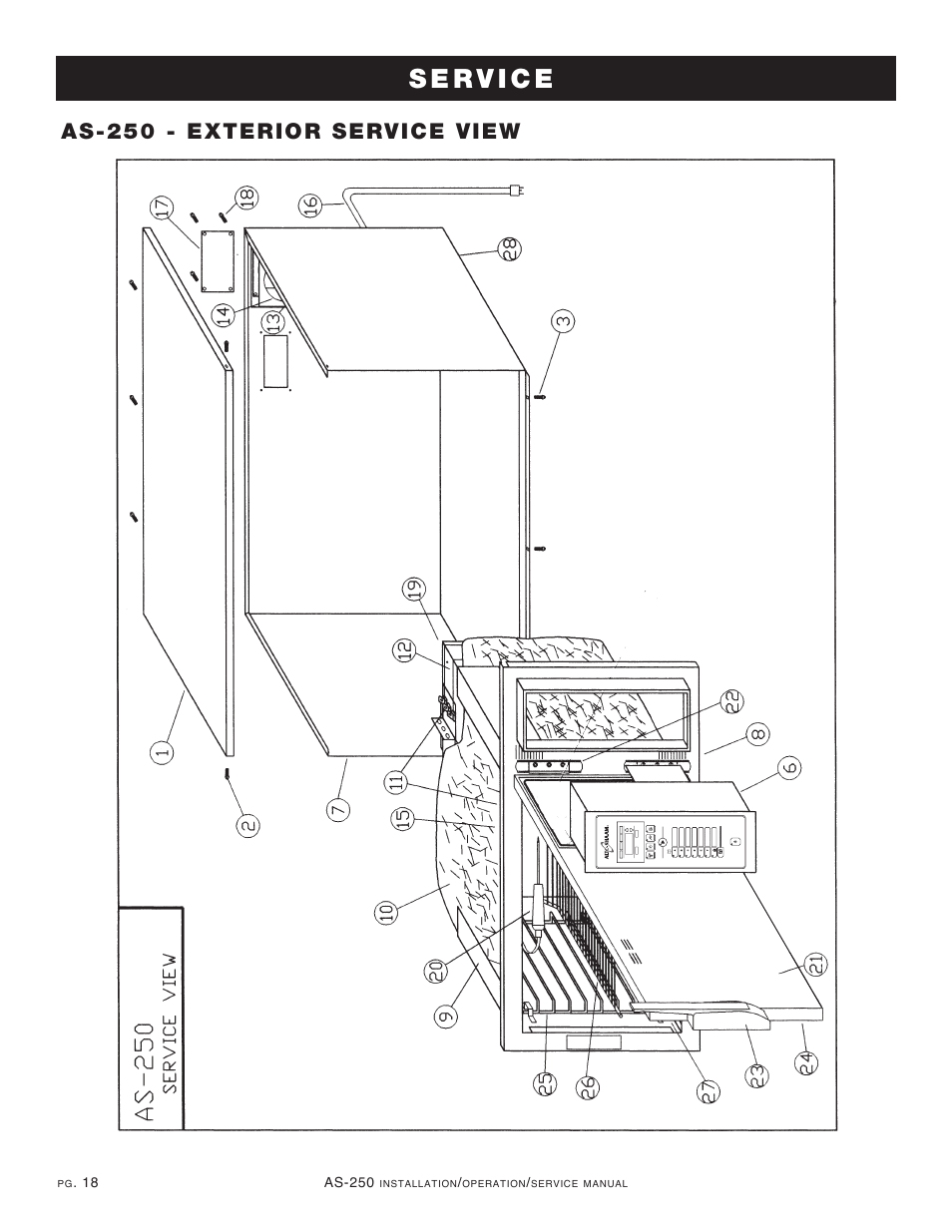 As-250 - exterior service view | Alto-Shaam COOKING & HOLDING OVEN AS-250 User Manual | Page 20 / 24