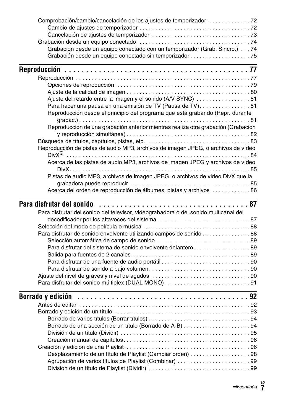 Reproducción, Para disfrutar del sonido, Borrado y edición | Sony DAR-X1R User Manual | Page 157 / 623