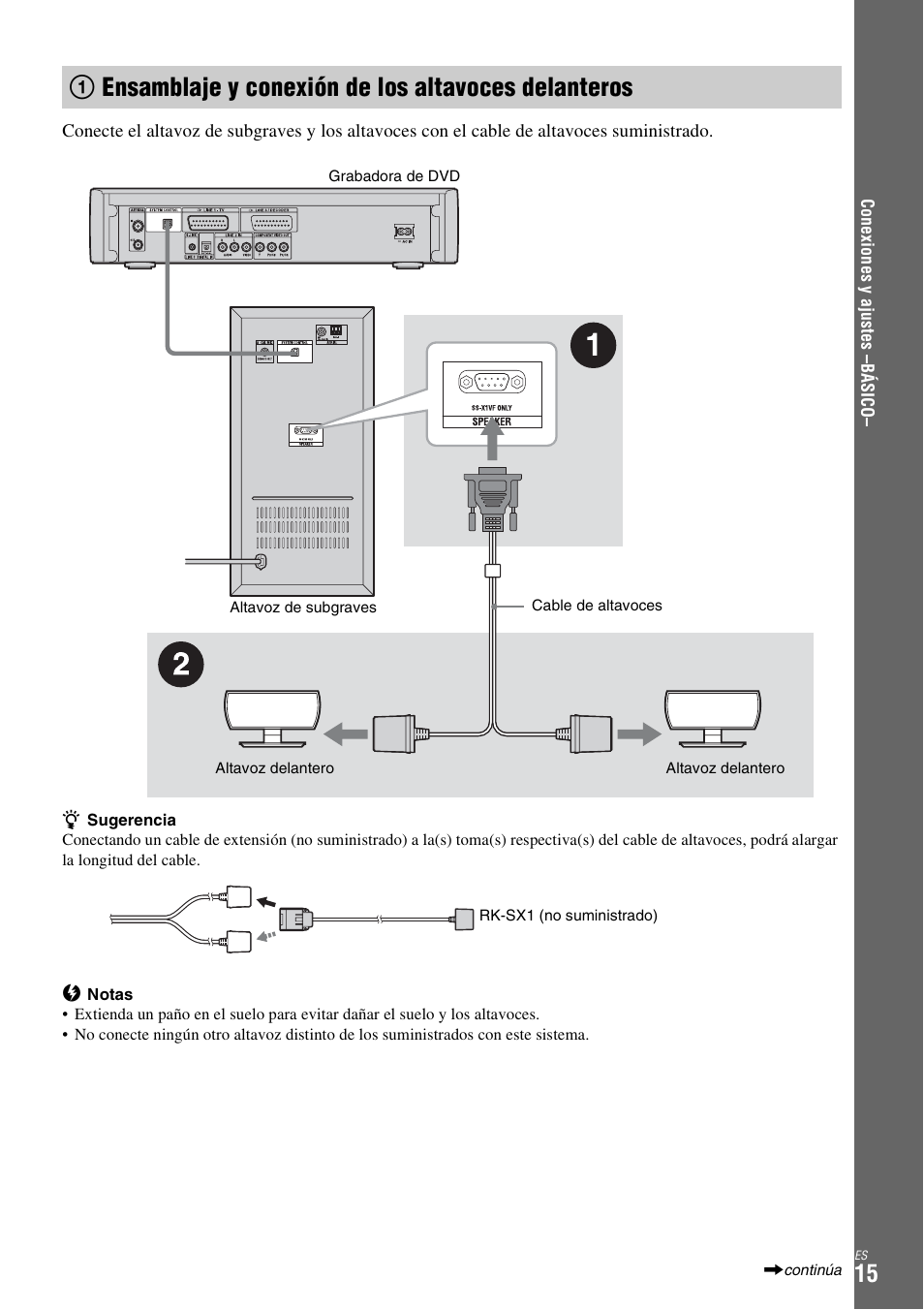 Ensamblaje y conexión de los, 1ensamblaje y conexión de los altavoces delanteros | Sony DAR-X1R User Manual | Page 165 / 623