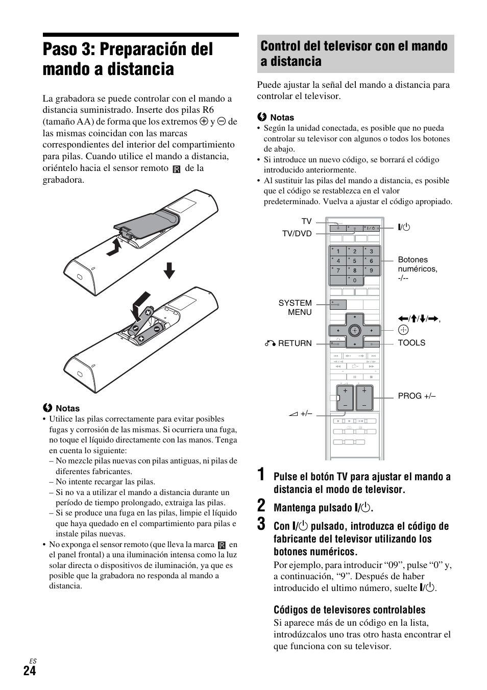 Paso 3: preparación del mando a distancia, Control del televisor con el mando a distancia | Sony DAR-X1R User Manual | Page 174 / 623