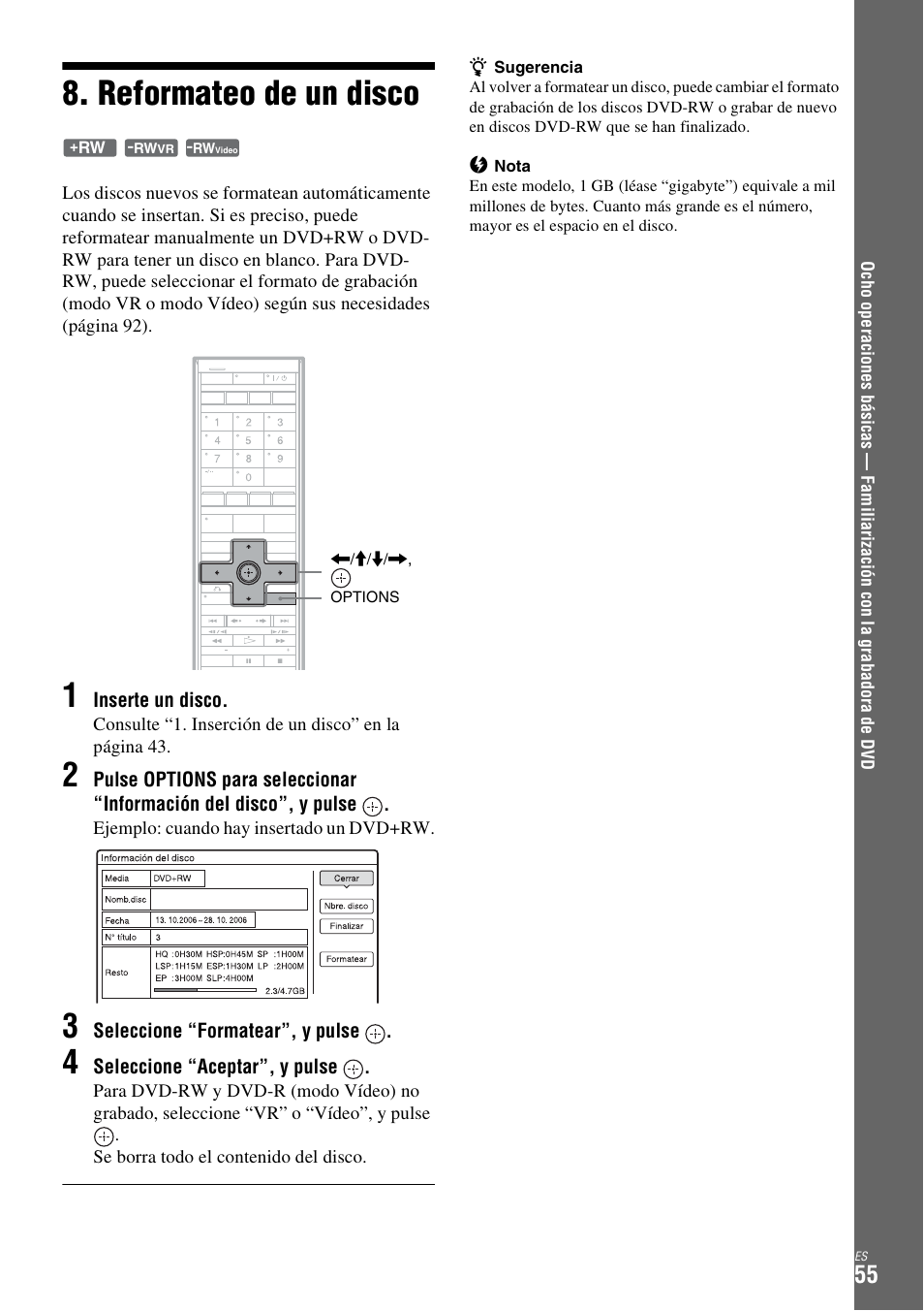Reformateo de un disco | Sony DAR-X1R User Manual | Page 205 / 623