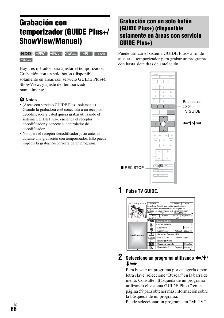 Grabación con un solo botón (guide plus+) | Sony DAR-X1R User Manual | Page 216 / 623