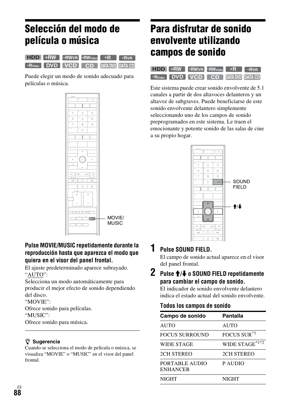 Selección del modo de película o música | Sony DAR-X1R User Manual | Page 238 / 623