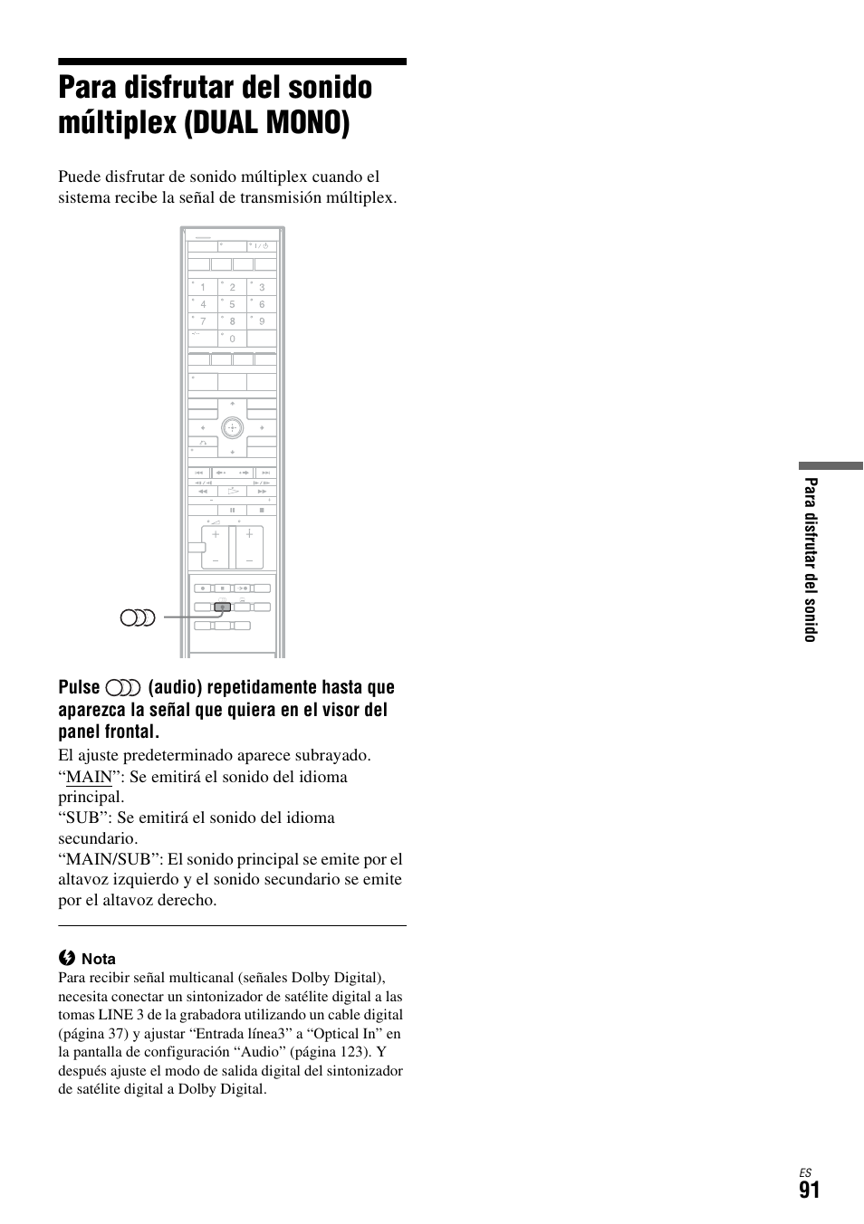 Para disfrutar del sonido múltiplex (dual mono) | Sony DAR-X1R User Manual | Page 241 / 623