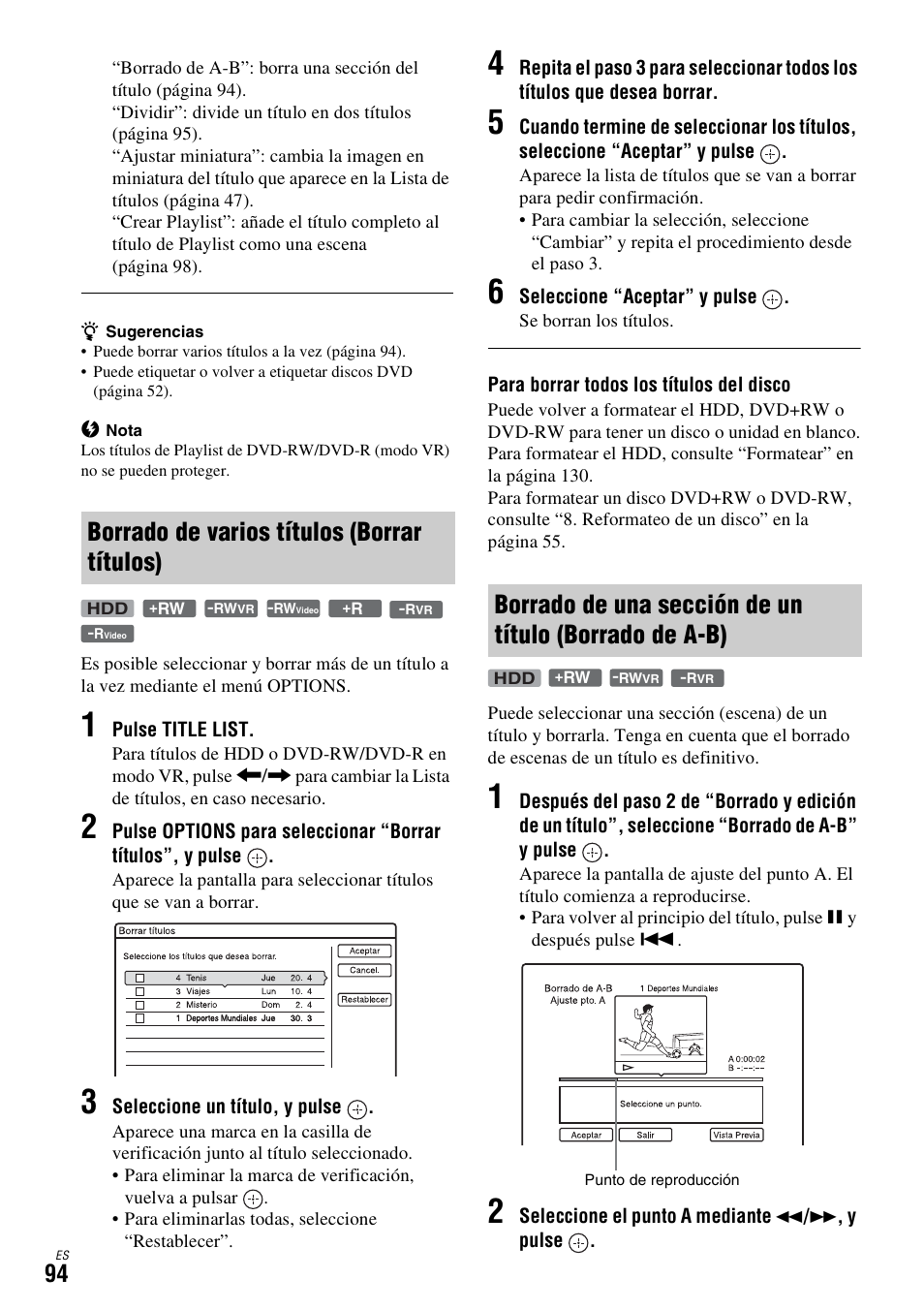Borrado de varios títulos (borrar títulos) | Sony DAR-X1R User Manual | Page 244 / 623