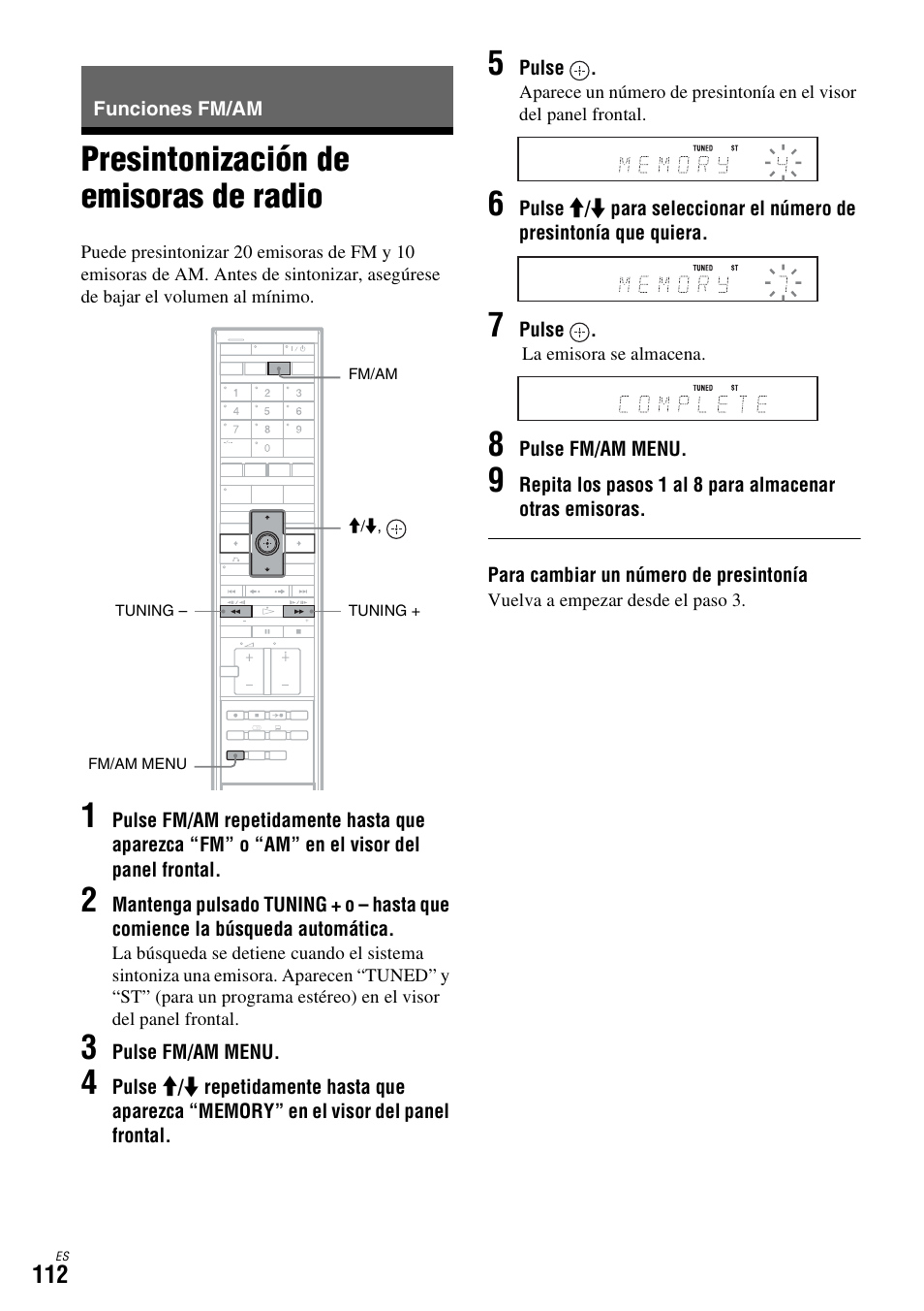 Funciones fm/am, Presintonización de emisoras de radio | Sony DAR-X1R User Manual | Page 262 / 623