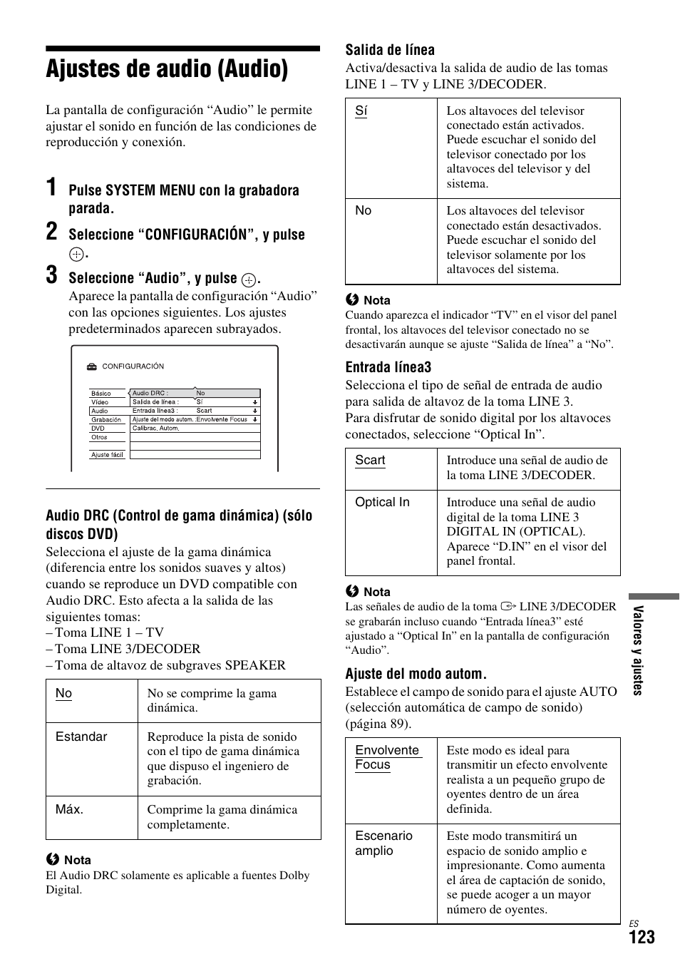 Ajustes de audio (audio) | Sony DAR-X1R User Manual | Page 273 / 623