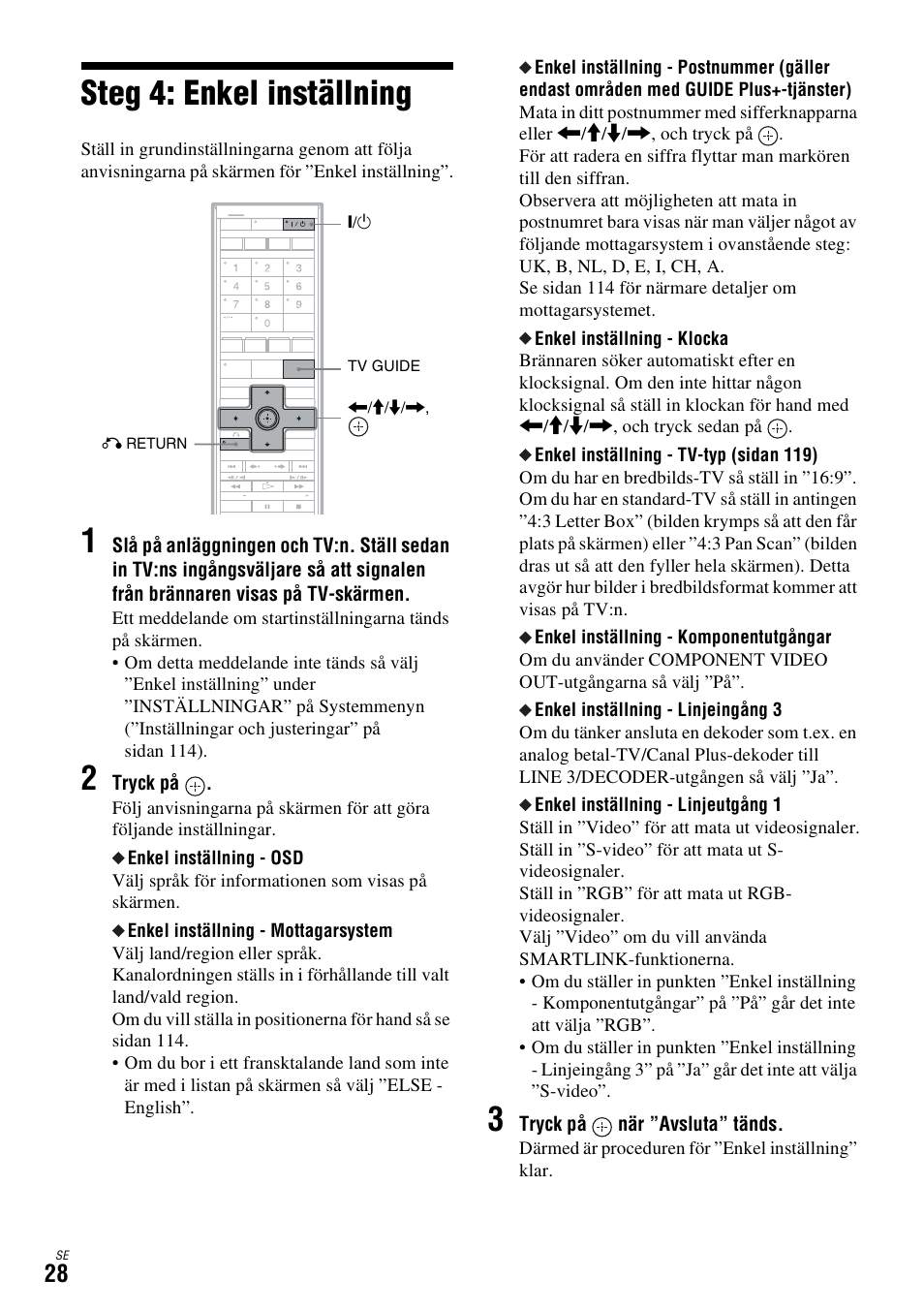 Steg 4: enkel inställning, Sidan 28) | Sony DAR-X1R User Manual | Page 334 / 623