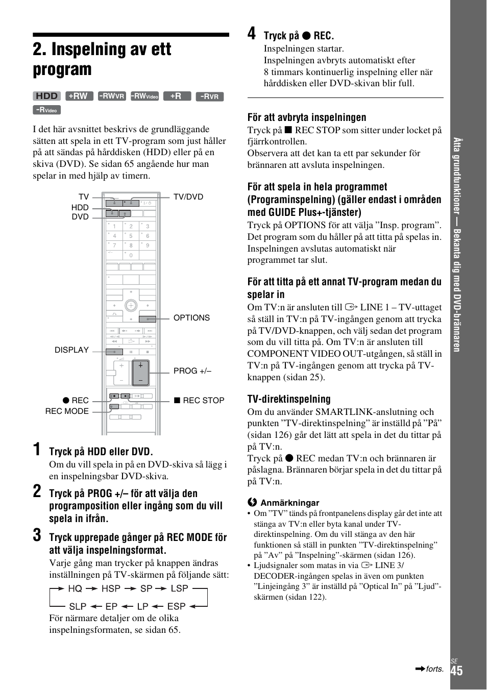Inspelning av ett program, Sidan 45) | Sony DAR-X1R User Manual | Page 351 / 623
