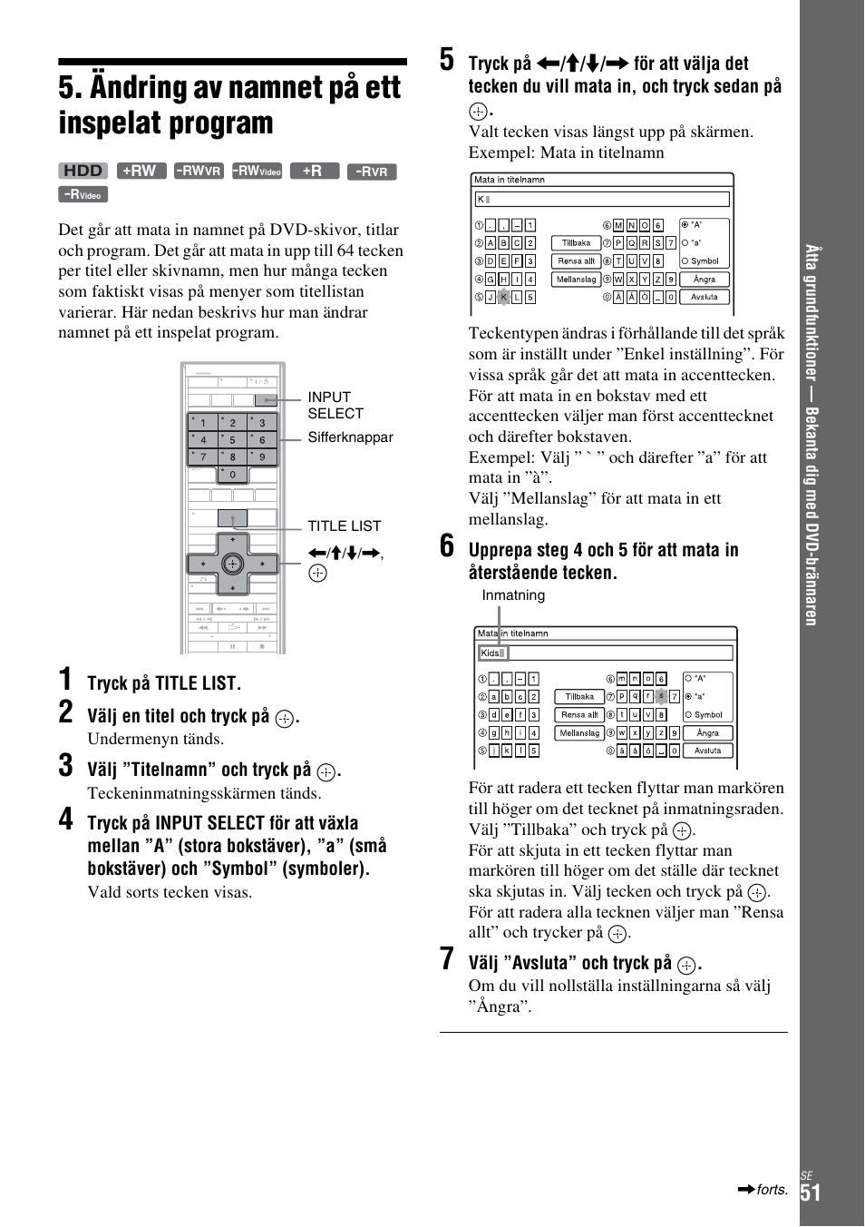 Ändring av namnet på ett inspelat program | Sony DAR-X1R User Manual | Page 357 / 623