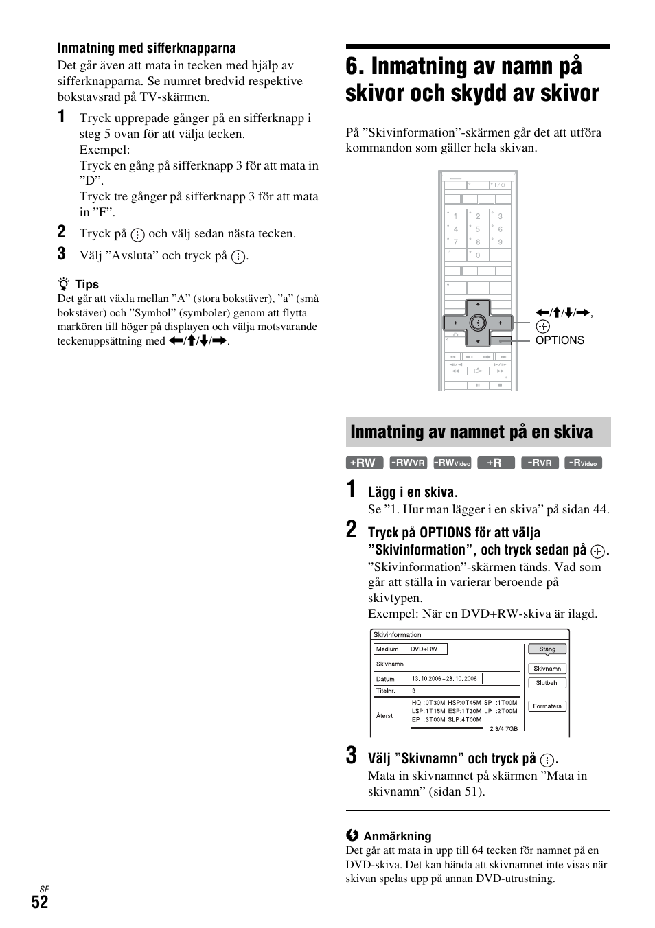 Inmatning av namn på skivor och skydd av skivor, Inmatning av namnet på en skiva | Sony DAR-X1R User Manual | Page 358 / 623