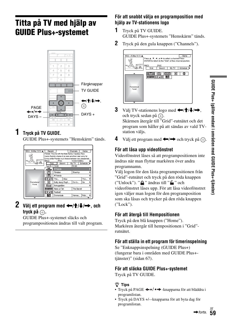 Titta på tv med hjälp av guide plus+-systemet, Titta på tv med hjälp av guide plus+-systemet 1 | Sony DAR-X1R User Manual | Page 365 / 623