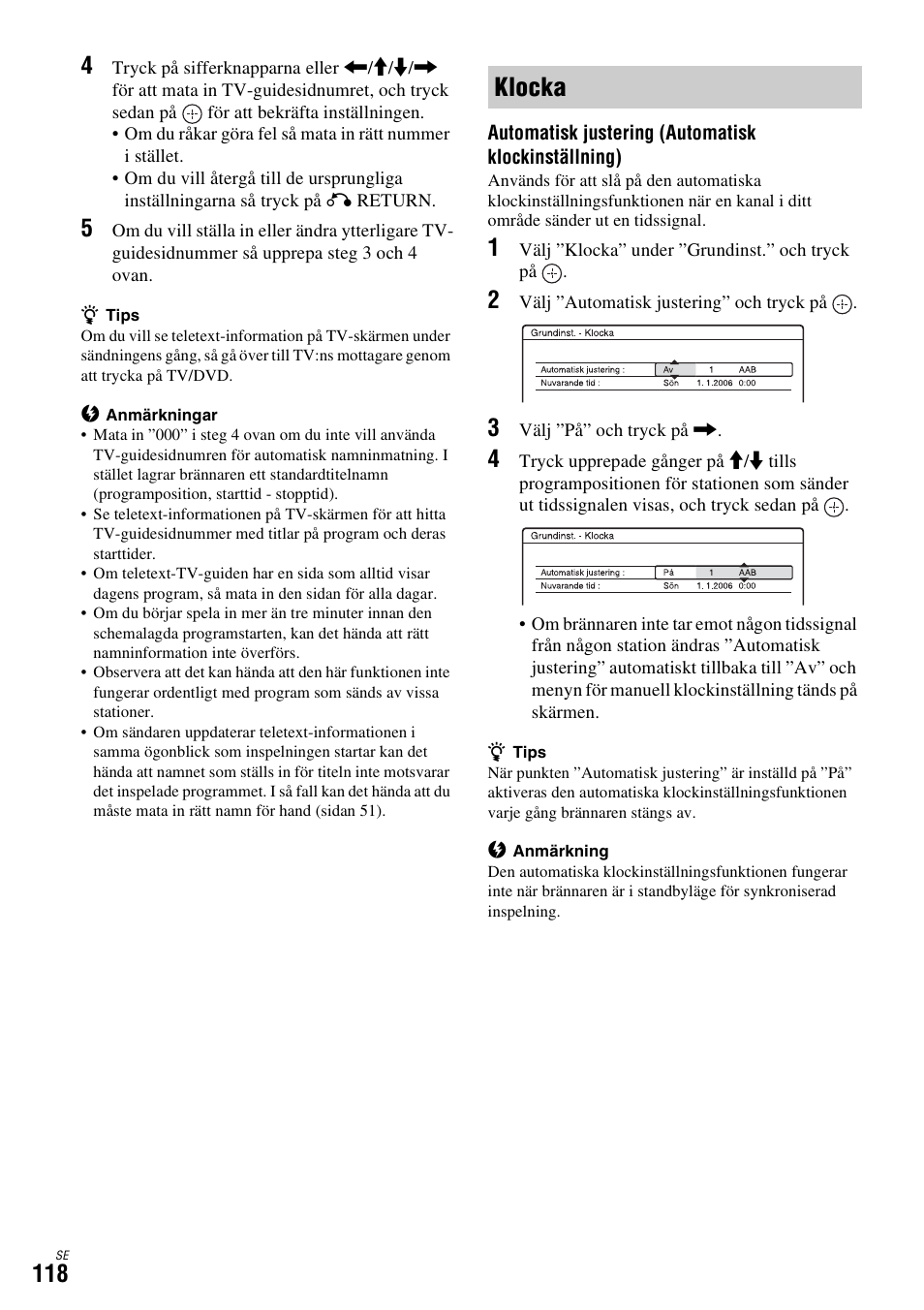 Klocka, N (sidan 118) | Sony DAR-X1R User Manual | Page 424 / 623