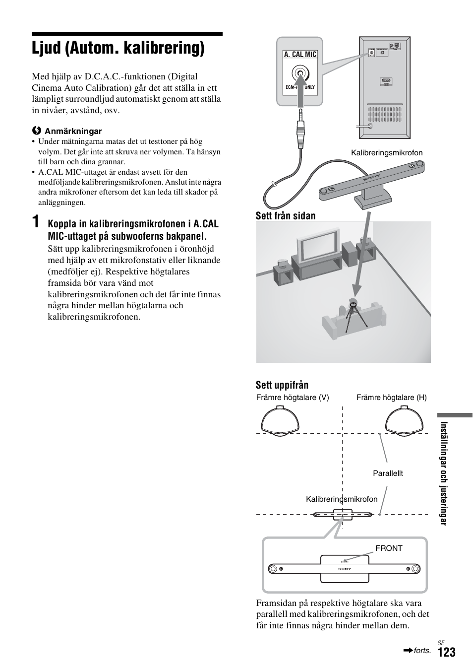 Ljud (autom. kalibrering) | Sony DAR-X1R User Manual | Page 429 / 623