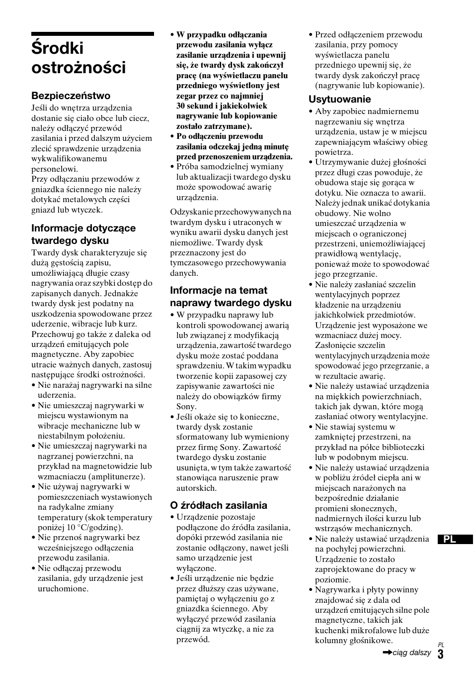 Środki ostrożności | Sony DAR-X1R User Manual | Page 463 / 623