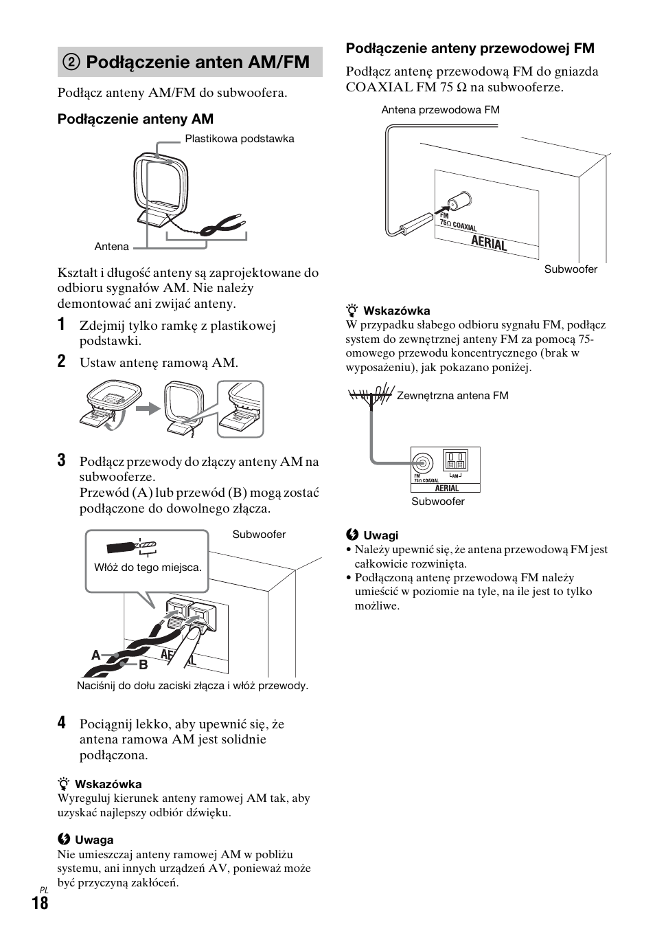2 podłączenie anten am/fm, Podłączenie anten am/fm, 2podłączenie anten am/fm | Sony DAR-X1R User Manual | Page 478 / 623