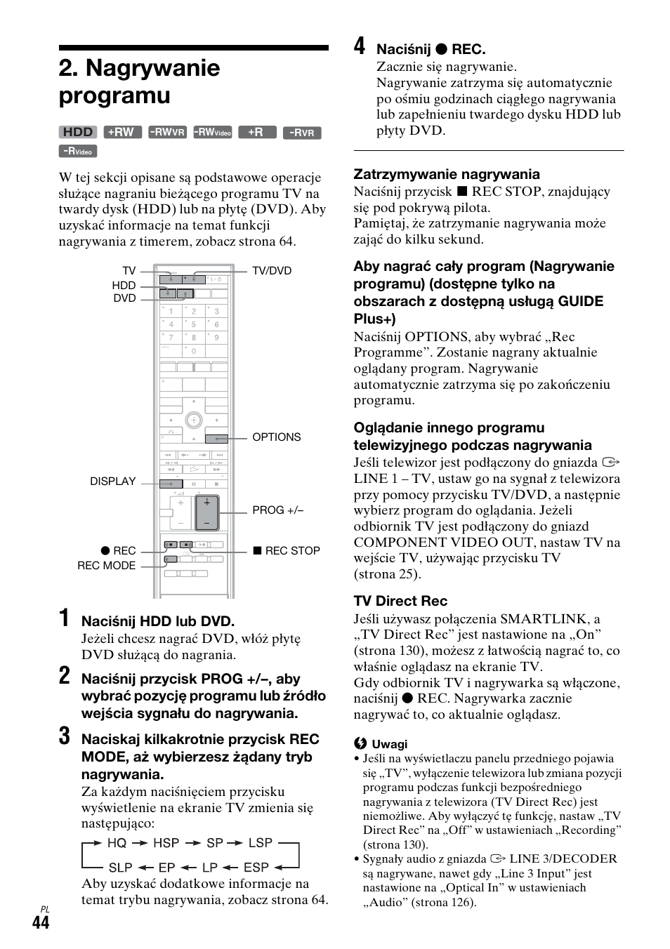 Nagrywanie programu | Sony DAR-X1R User Manual | Page 504 / 623