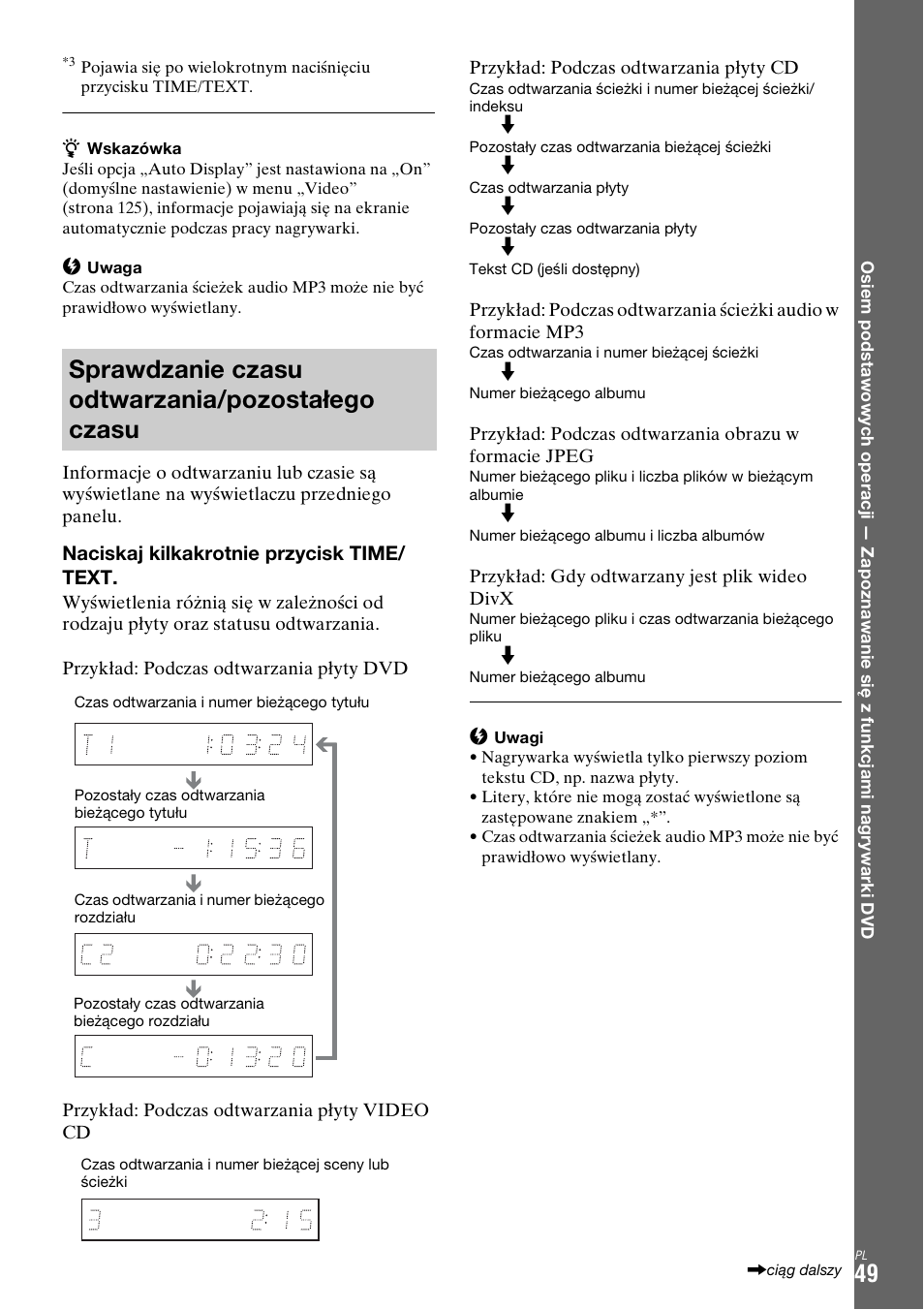Sprawdzanie czasu odtwarzania/pozostałego czasu | Sony DAR-X1R User Manual | Page 509 / 623