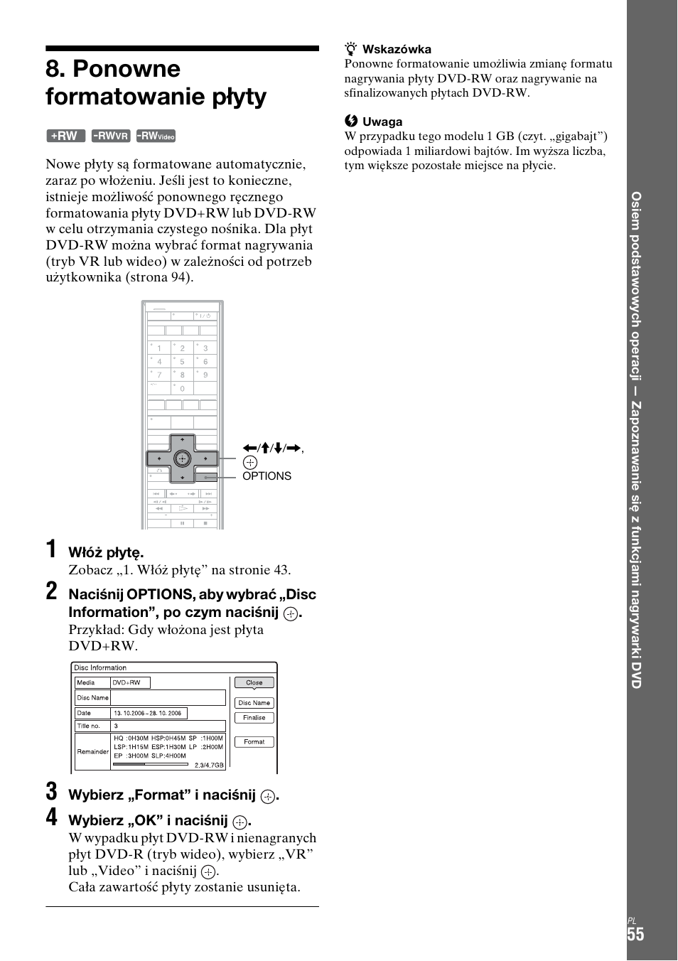 Ponowne formatowanie płyty | Sony DAR-X1R User Manual | Page 515 / 623