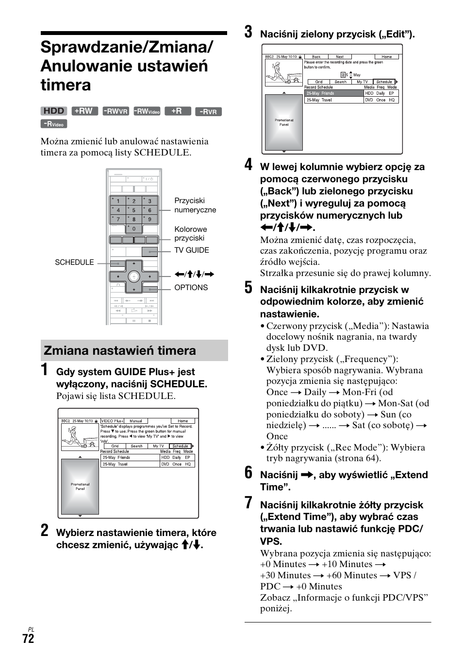 Sprawdzanie/zmiana/anulowanie ustawień timera, Zmiana nastawień timera, Sprawdzanie/zmiana/ anulowanie ustawień timera | Sony DAR-X1R User Manual | Page 532 / 623