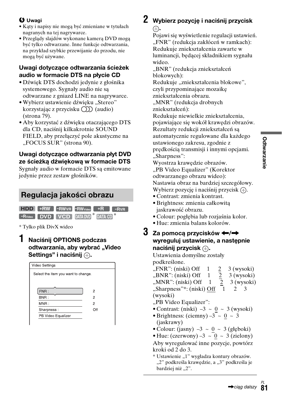 Regulacja jakości obrazu | Sony DAR-X1R User Manual | Page 541 / 623