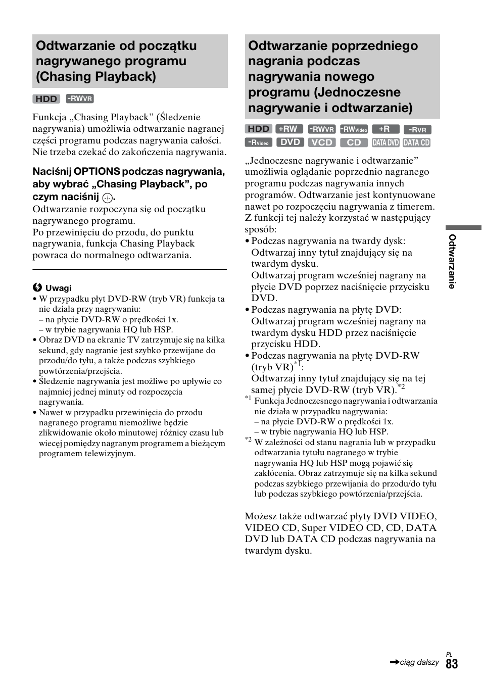 Jednoczesne nagrywanie i odtwarzanie) | Sony DAR-X1R User Manual | Page 543 / 623