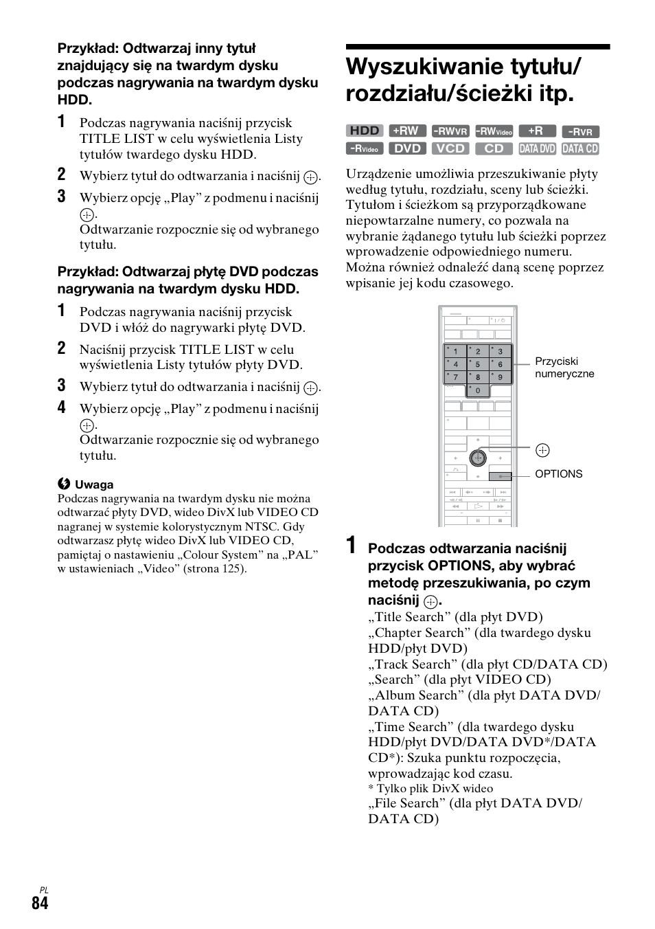 Wyszukiwanie tytułu/rozdziału/ścieżki itp, Wyszukiwanie tytułu/ rozdziału/ścieżki itp | Sony DAR-X1R User Manual | Page 544 / 623