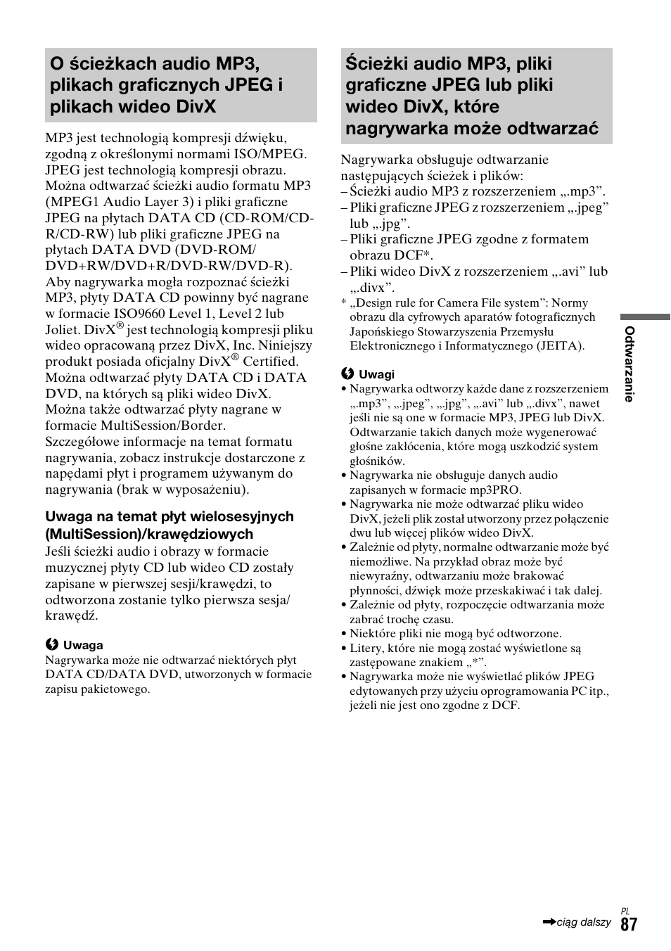 Może odtwarzać | Sony DAR-X1R User Manual | Page 547 / 623