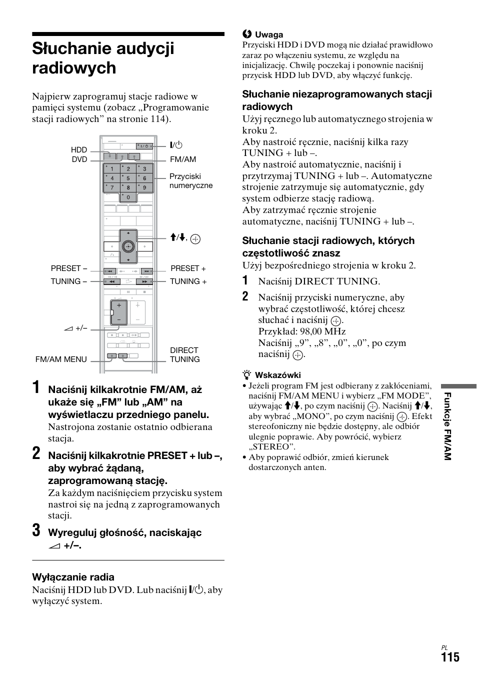 Słuchanie audycji radiowych | Sony DAR-X1R User Manual | Page 575 / 623