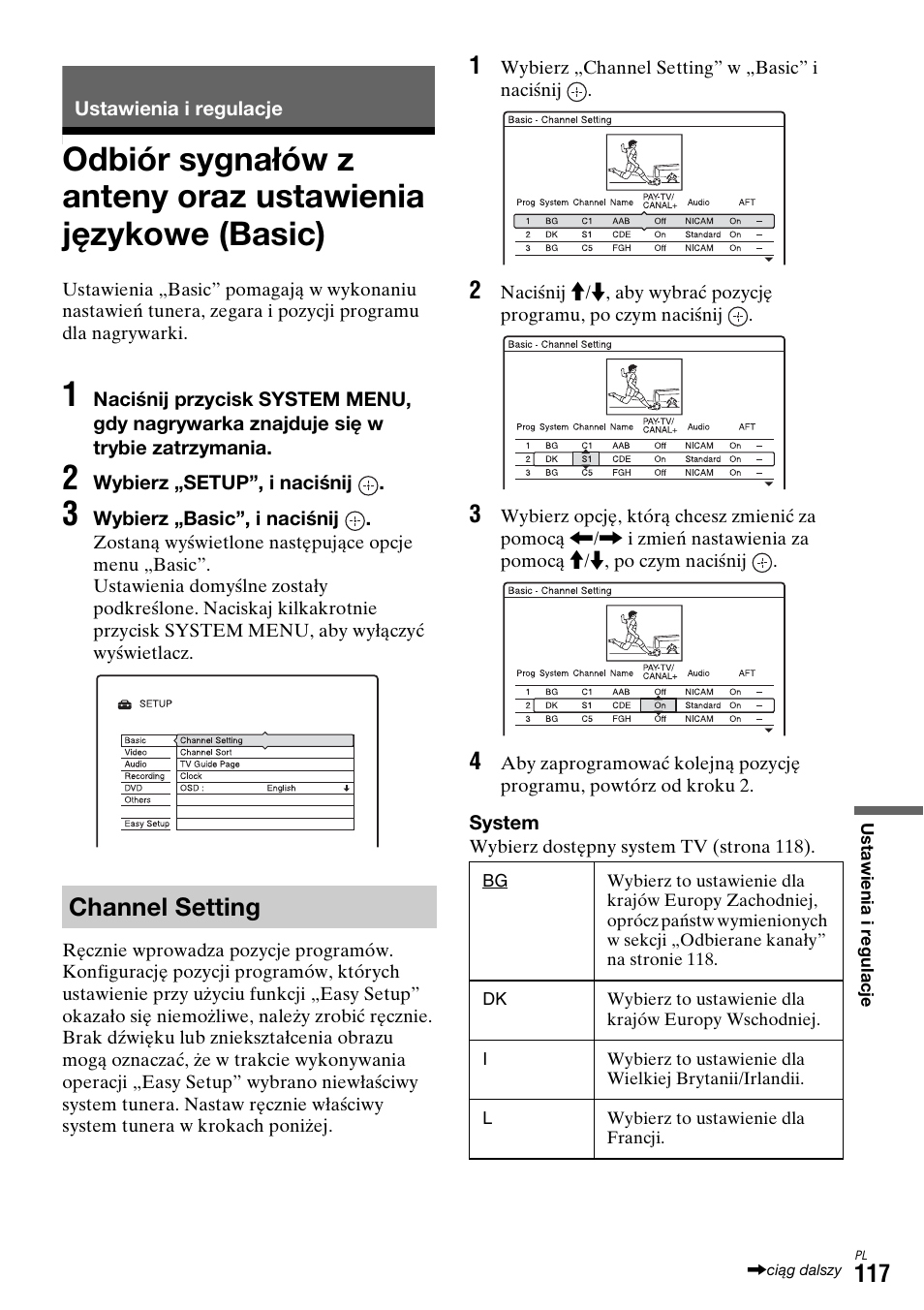 Ustawienia i regulacje, Channel setting, Zobacz „channel setting” na stronie 117 | D” (zobacz „channel setting” na stronie 117) | Sony DAR-X1R User Manual | Page 577 / 623