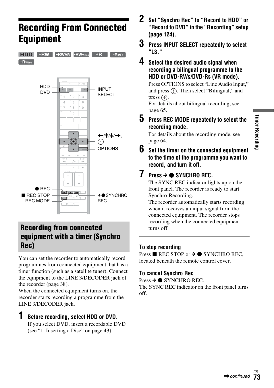 Recording from connected equipment | Sony DAR-X1R User Manual | Page 73 / 623