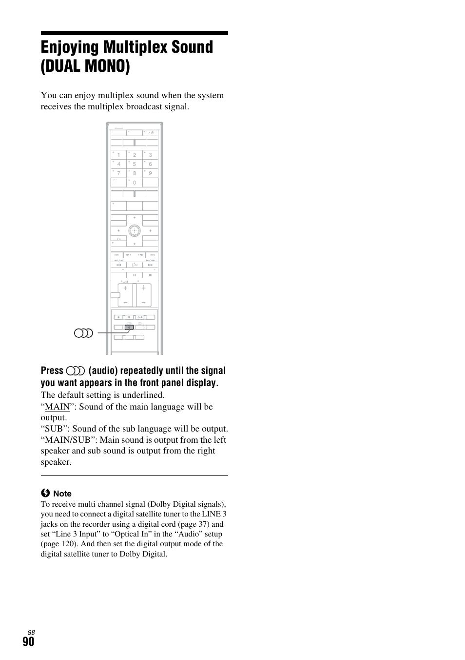Enjoying multiplex sound (dual mono) | Sony DAR-X1R User Manual | Page 90 / 623