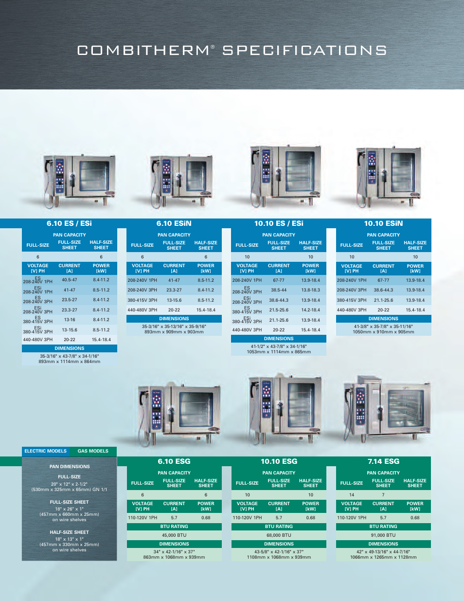 Combitherm, Specifications | Alto-Shaam Combitherm Combi Oven User Manual | Page 10 / 12