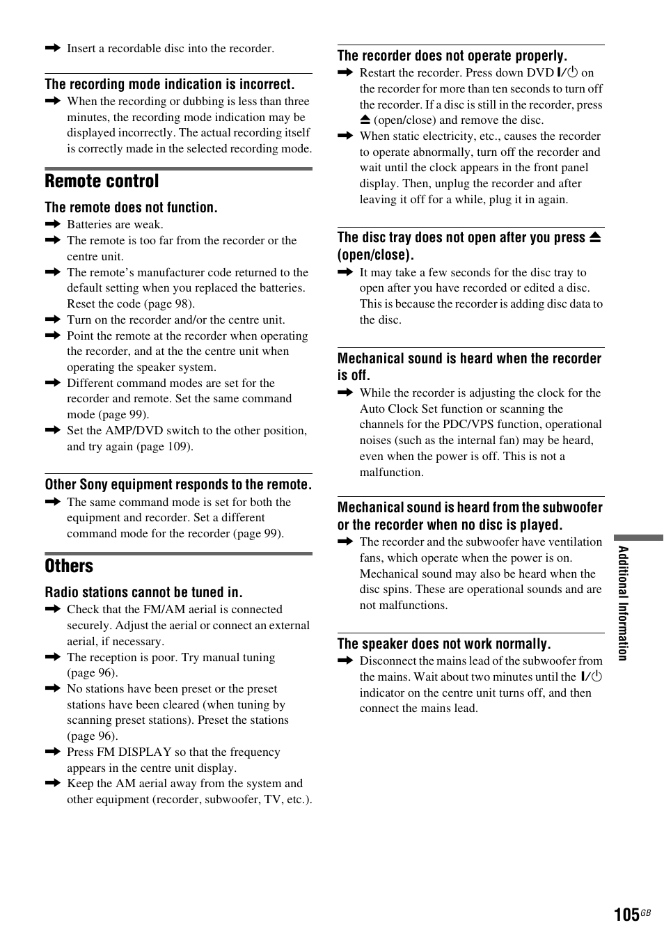 Remote control, Others | Sony DAR-RD100 User Manual | Page 105 / 508