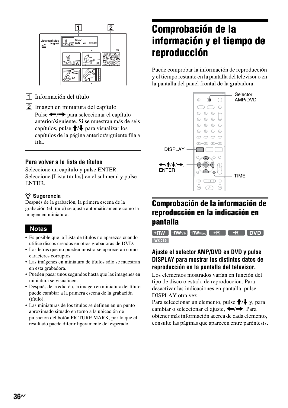 Para volver a la lista de títulos, Notas | Sony DAR-RD100 User Manual | Page 156 / 508