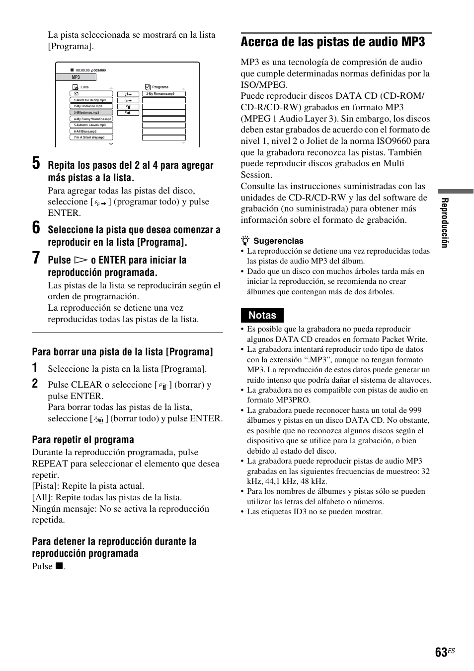 Acerca de las pistas de audio mp3 | Sony DAR-RD100 User Manual | Page 183 / 508