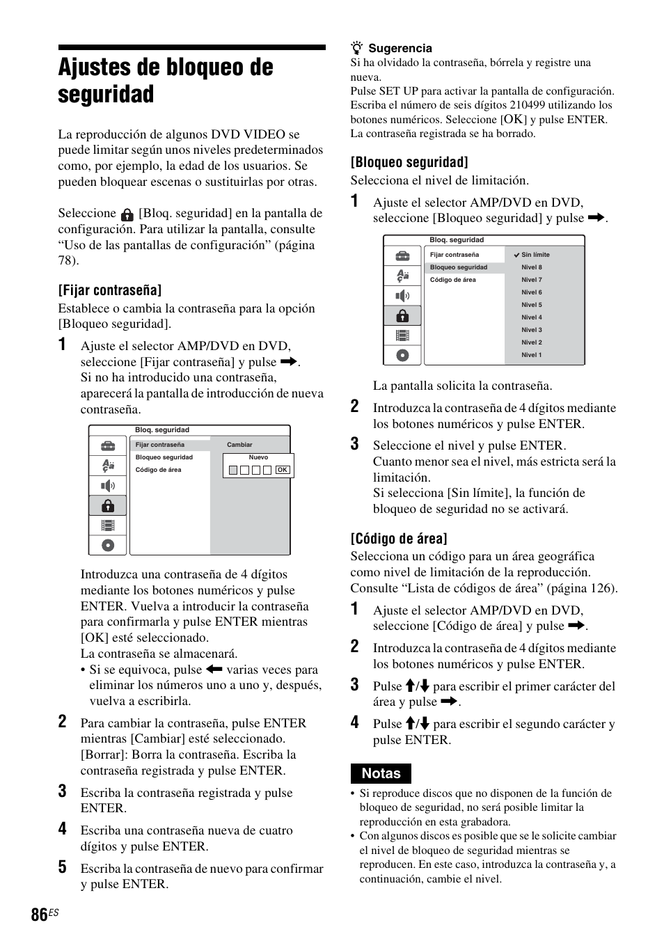 Ajustes de bloqueo de seguridad | Sony DAR-RD100 User Manual | Page 206 / 508