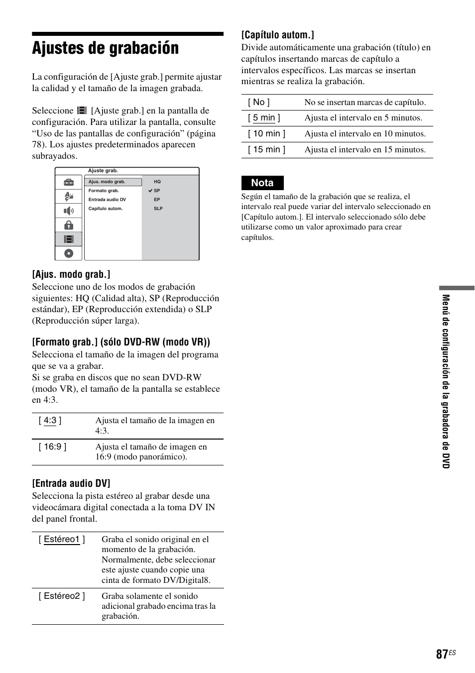 Ajustes de grabación | Sony DAR-RD100 User Manual | Page 207 / 508
