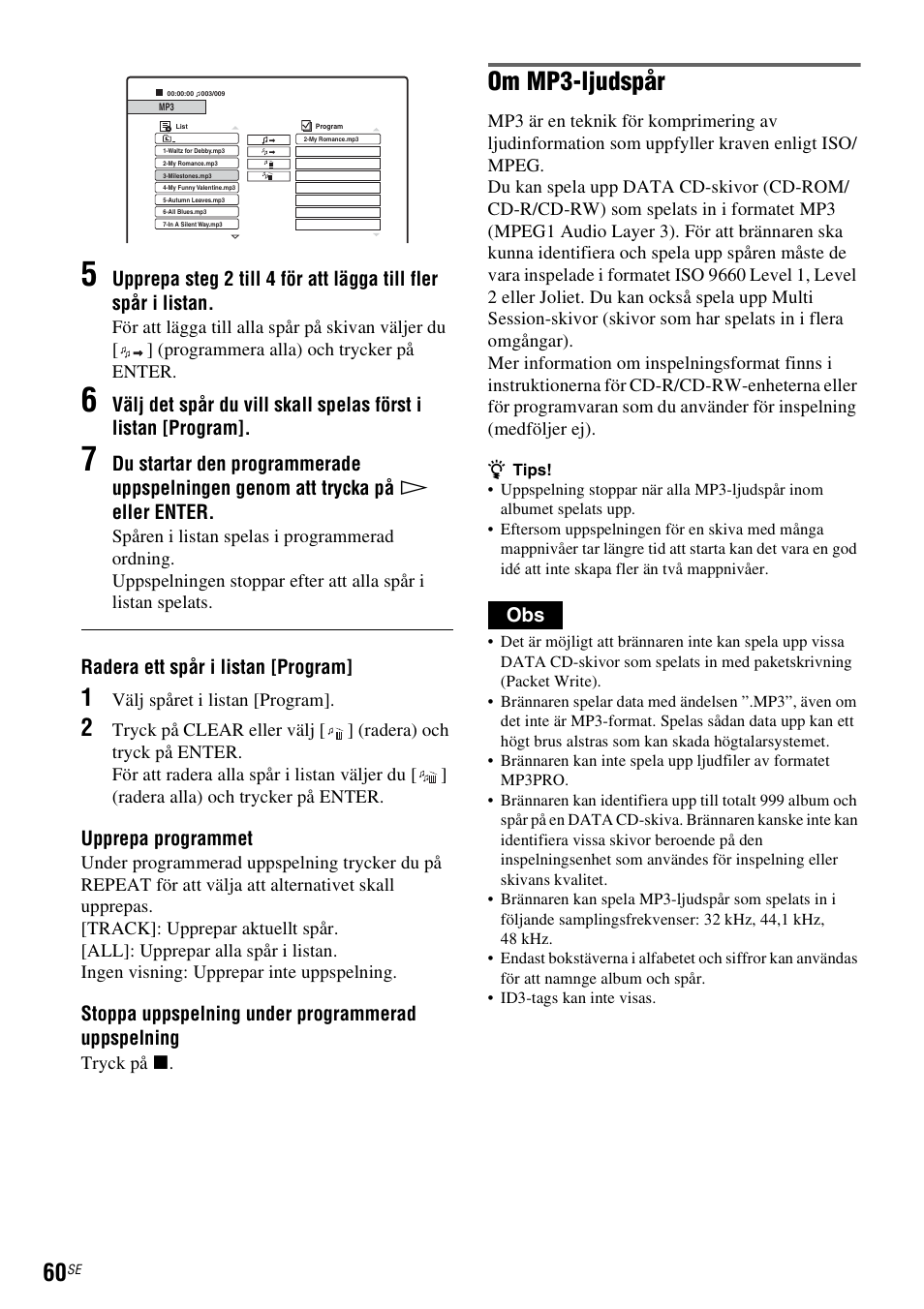 Om mp3-ljudspår | Sony DAR-RD100 User Manual | Page 310 / 508